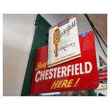 Double-Sided Chesterfield and L&M Cigarettes Metal Flange Sign