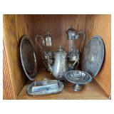 Silver Plated Servware Collection With Glass Carafes
