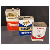 (3) Texaco, Sunoco, DX Oil Cans