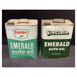 (2) Sinclair Emerald Auto Oil Cans