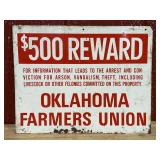 Oklahoma Farmers Union $500 Reward SST Sign