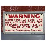 Missouri Conservation Department Warning SST Sign