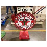 Texaco Gasoline Filling Station Sign on Stand