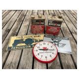 (5) Massey Ferguson Sigs, Cans, Clock