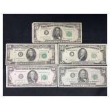 Federal Reserve Note Lot Various Years Federal Reserve Notes