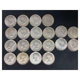 Lot of 22 1969 Kennedy Half Dollar Coins