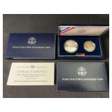1991-1995 2-Coin World War II 50th Anniversary Commemorative Set W and P