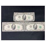 Lot of 3 Federal Reserve Notes 1950