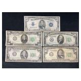 Lot of 6 Various Years United States Paper Money