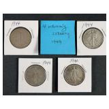 1944 Walking Liberty Half Dollar 4 Coins