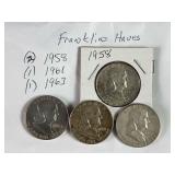 Various Years Franklin Half Dollar 4-Coin Group