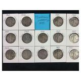 Lot of 14 Walking Liberty Half Dollars