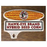 Hawk-Eye Brand Hybrid Seed Corn License Plate Topper