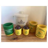 (5) John Deere Ice Bucket, S&P Shakers, Coozies