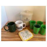 (8) John Deere Ice Bucket, Mugs, Cups, Hot Pad Holder