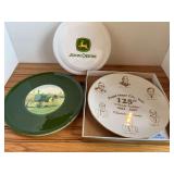 (3) John Deere Plates + Frisbee