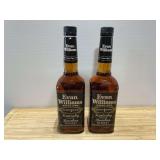 Two Evan Williams Black Label Kentucky Straight Bourbon Whiskey Bottles 750ml