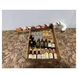 Collection of Miniature Liquor Bottles and Candy Cane Display Holder