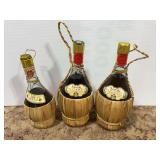 Lot of 3 Italian Chianti Fiasco Bottles
