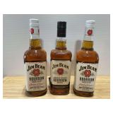 Three Jim Beam Kentucky Straight Bourbon Whiskey Bottles