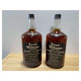 Two Evan Williams Kentucky Straight Bourbon Whiskey Bottles