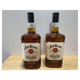 Two Jim Beam Kentucky Straight Bourbon Whiskey Bottles 0.75 L