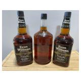 Lot of Three Evan Williams Kentucky Straight Bourbon Whiskey Bottles