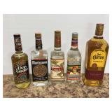 Collection of Five Tequila Bottles