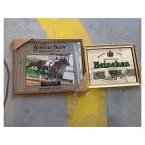 Kentucky Tavern and Heineken Framed Advertising Mirrors