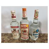 Lot of 3 Assorted Liquor Bottles - Smirnoff, Gordon