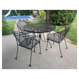 Black Metal Mesh Patio Dining Set with Table and Four Chairs