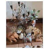 Large Assortment of Home Decor Items Including Candle Holders, Figurines, and Decorative Accents