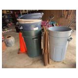 Assorted Plastic Storage Bins and Trash Cans Lot
