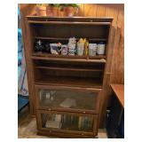 Four-Tier Stackable Glass Door Barrister Bookcase with Wood Finish