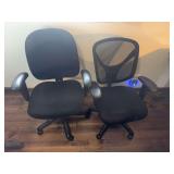 Set of Two Black Adjustable Office Chairs with Casters
