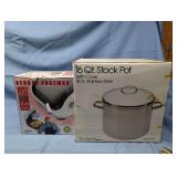 George Foreman Lean Mean Fat Reducing Grilling Machine and 16 Qt Stock Pot Lot