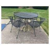 Black Metal Mesh Patio Dining Set with Table and Four Chairs