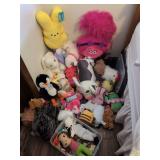 Large Assortment of Stuffed Animals and Plush Toys Including Characters and Animals