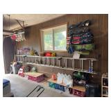 Assorted Garage Items Lot - Extension Ladder, Chairs, misc