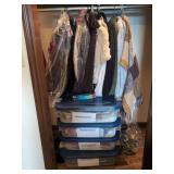 Assorted Clothing and Seasonal Costume Lot with Storage Bins