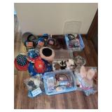 Assorted Lot of Hats, Hair Accessories, and Storage Containers