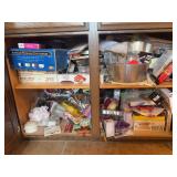 Large Assortment of Baking Supplies, Bakeware, Tools, Linens, and Food Warmers