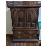 Wooden Armoire Wardrobe Cabinet with Raised Panel Doors and Drawers
