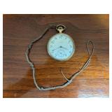 Elgin Pocket Watch with White Dial, Arabic Numerals, Sub-Seconds, and Fob Chain
