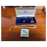 Floating Opals by Milano 12K Gold Filled Necklace with Pearl Necklace and Original Box