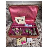 Assorted Costume Jewelry Lot with Box and Earrings