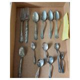 Assorted Silver Plated Flatware Collection Including Spoons and Forks