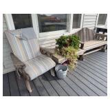 Rustic Wooden Porch Furniture Set including Chairs, Bench, and Table