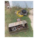 Assorted Metal Tool Box with Electrical Components, Wiring, and Mechanical Parts