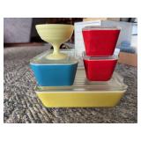 Assorted Pyrex Colored Ovenware and Refrigerator Dishes